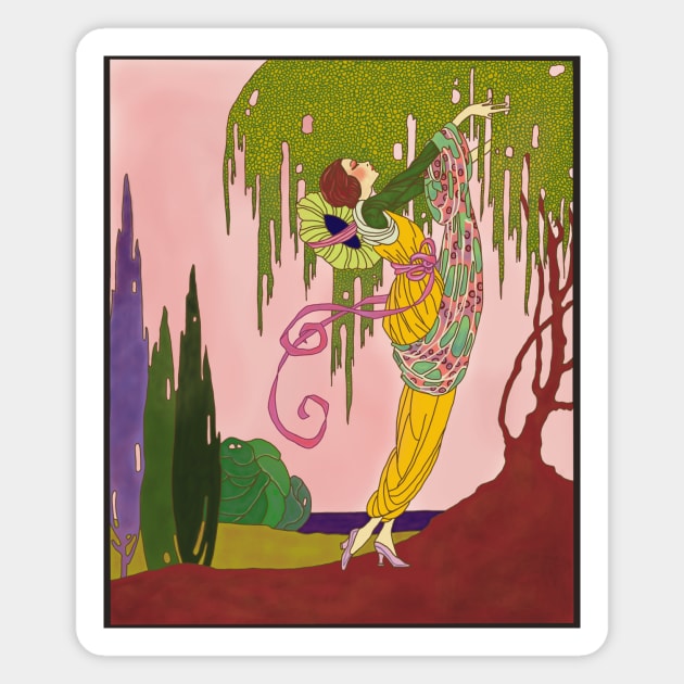 Art Nouveau Lady (on black) Magnet by Soth Studio